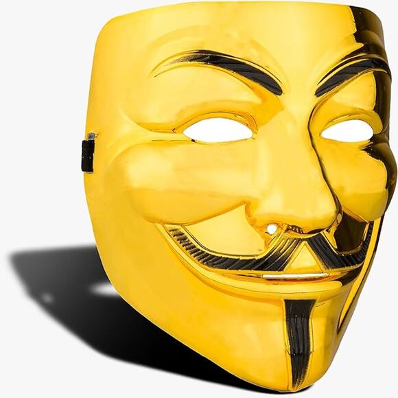 Guy Fawkes Mask Adult White V for Vendetta Anonymous Halloween Hacker Costume - Picture 1 of 7